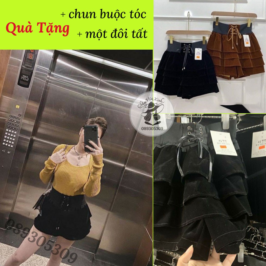 Chân Váy Nhung 4 Tầng.. 01..Hót Trensd { Bán Sỉ }